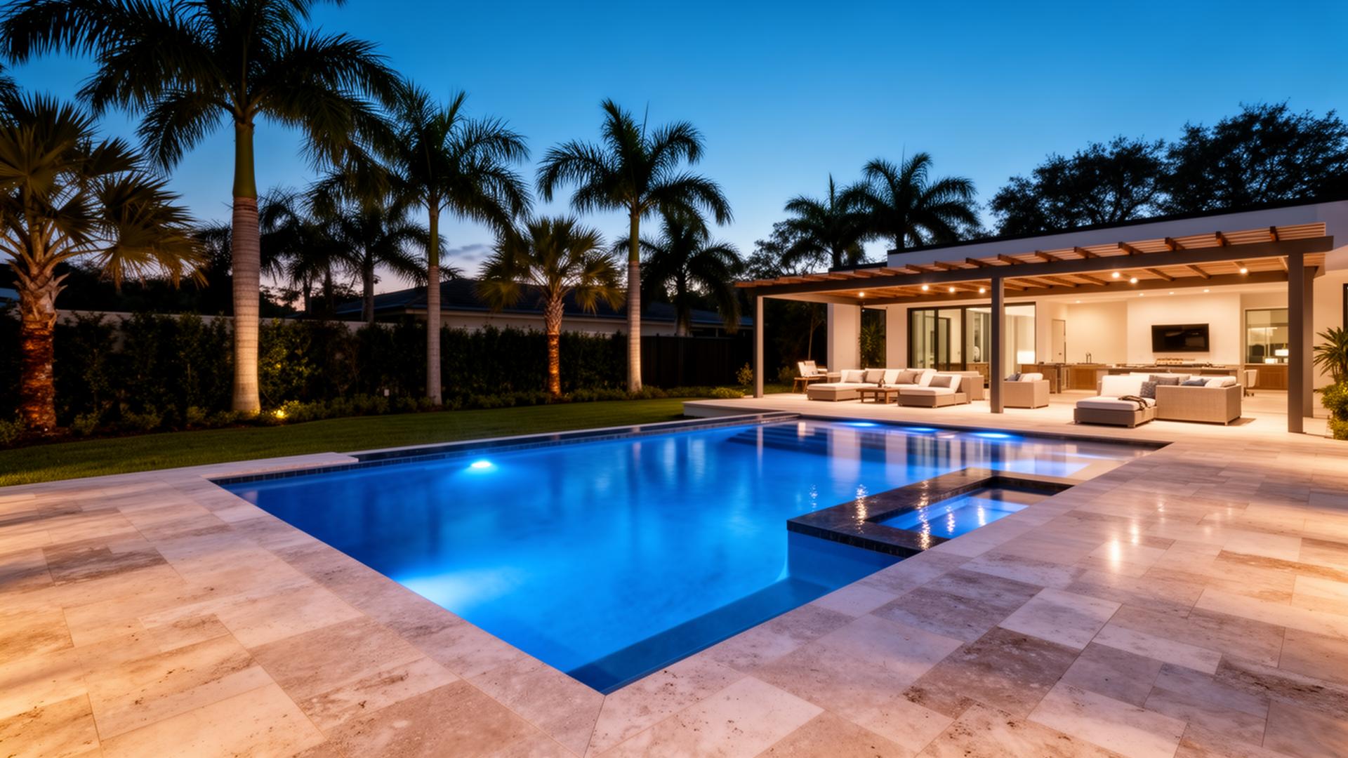 Custom backyard pool and outdoor living space by NorthPoint Landscape Construction LLC